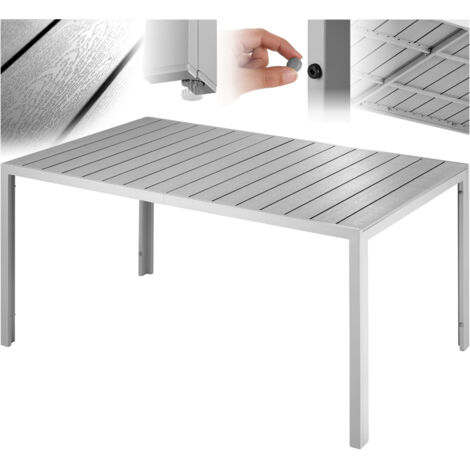 Garden Table Bianca - aluminium, wood look, 150 x 90 x 74.5 cm - outdoor table, patio table, garden dining table - silver/gray