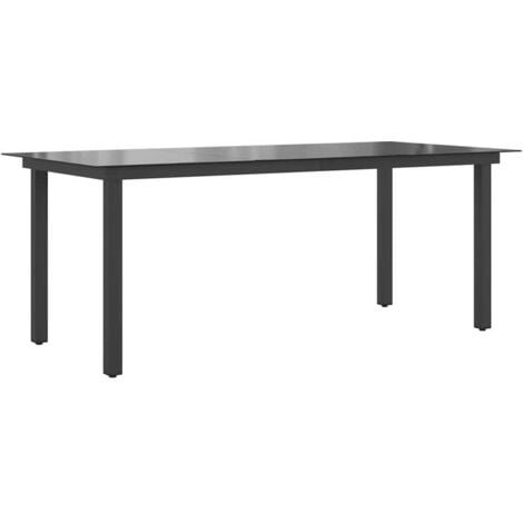 Garden Table Black 190x90x74 cm Aluminium and Glass vidaXL