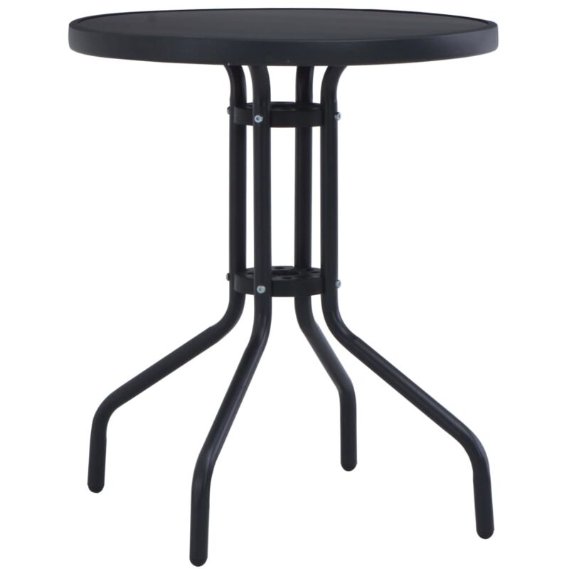 Garden Table Black 60 cm Steel and Glass Vidaxl