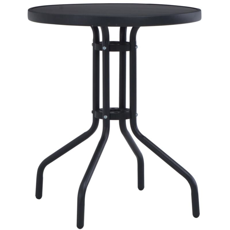 Garden Table Black 80 cm Steel and Glass Vidaxl