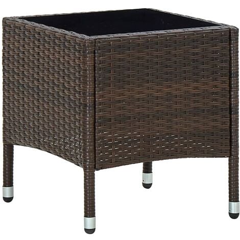 Garden Table Brown 40x40x45 cm Poly Rattan vidaXL