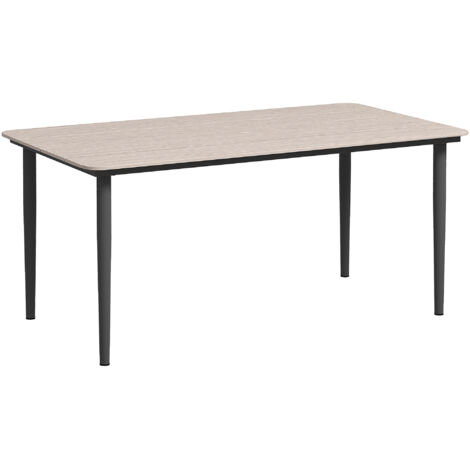 Garden Table, Outdoor Dining Table for 6 People, 160 x 90 x 74 cm, with Rust Resistant Metal Frame, WPC Top, for Balcony, Terrace, Light Grey