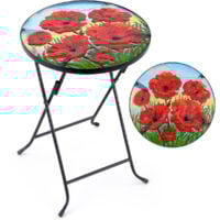 Garden Table Round Glass Top Folding Outdoor Patio Decoration Christow