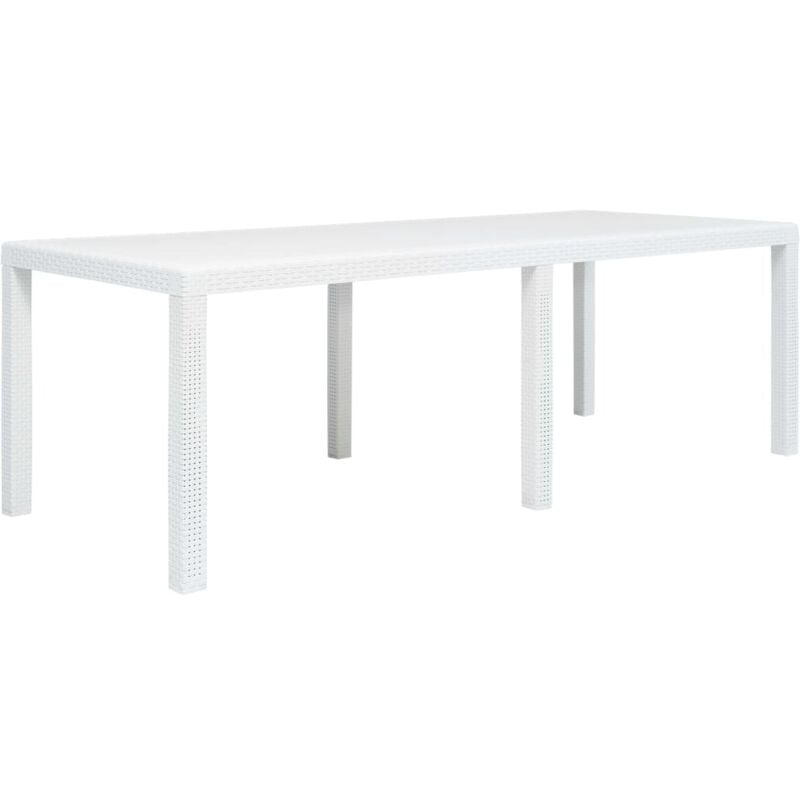 Vidaxl - Garden Table White 220x90x72 cm Plastic Rattan Look