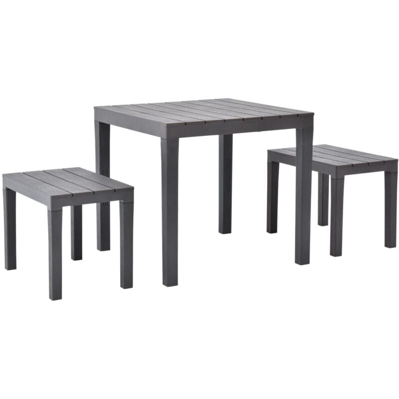 Garden Table with 2 Benches Plastic Brown Vidaxl