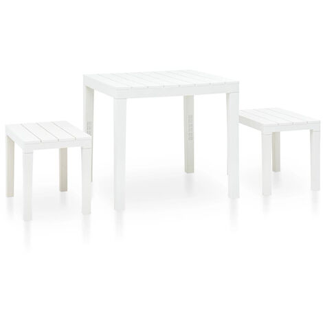 main image of "Garden Table with 2 Benches Plastic White"