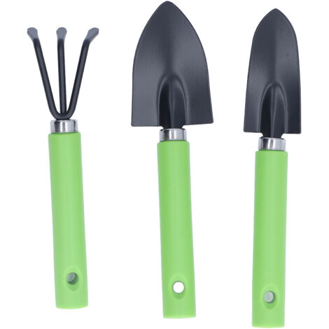 Garden Tool Sets ABS Iron Material Hanging Hole Design Green Wide Narrow Shovel Rake Kit for Shoveling Digging