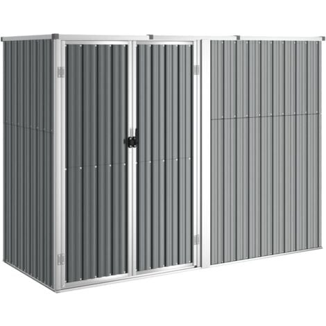 Garden Tool Shed Grey 225x89x161 cm Galvanised Steel vidaXL