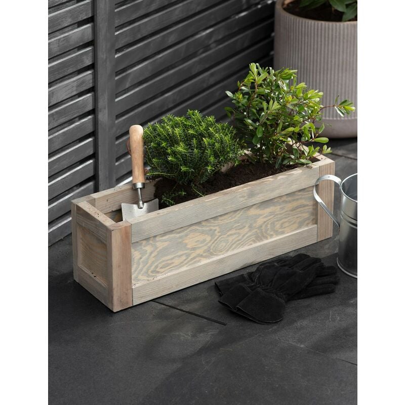 Aldsworth Trough Flower Herb Planter 60cm Wooden Spruce - Garden Trading