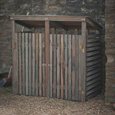 Garden Trading Aldsworth Wheelie Bin Wooden Store Double Natural Spruce