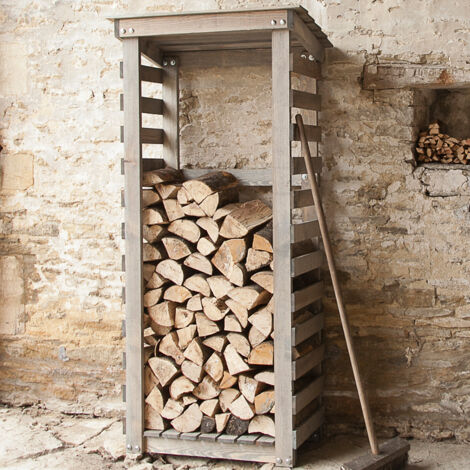 Garden Trading Aldsworth Wooden Log Store Tall Narrow Garden Storage