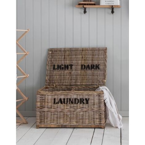 Garden Trading Bembridge Dark & Light Laundry Chest Basket Hamper Rattan Natural