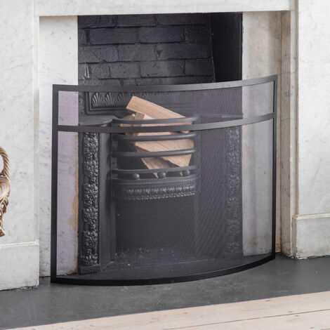 Garden Trading Bretforton Fire Place Screen Guard Large Black Steel Fireside