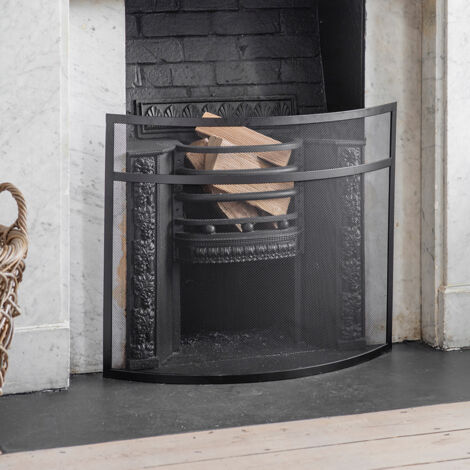 Garden Trading Bretforton Fire Place Screen Guard Small Black Steel Fireside