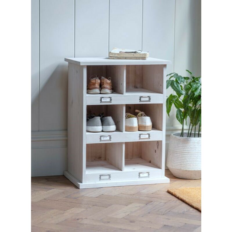 Garden Trading Chedworth 6 Shoe Locker Hallway Storage White Wooden Spruce