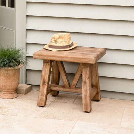 Garden Trading Chilford Solid Wood Acacia Stool Seat Side Table Indoor Outdoor