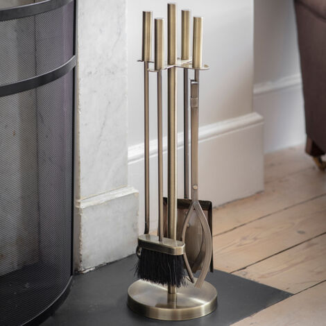 Garden Trading Ebrington Fireside Wood Burning Stove Companion Tool Set Brass