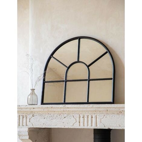 Garden Trading Fulbrook Indoor Outdoor Arched Wall Mirror 80x90cm Black Steel