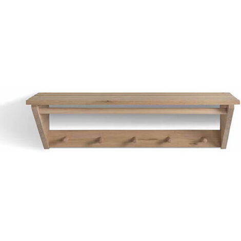 Garden Trading Hambledon Wooden Laundry Shelf Natural Coat Hook Rack Hallway