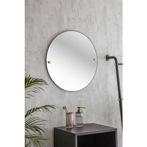 Garden Trading Indoor Adelphi Round Wall Hallway Lounge Mirror 55cm Black Steel