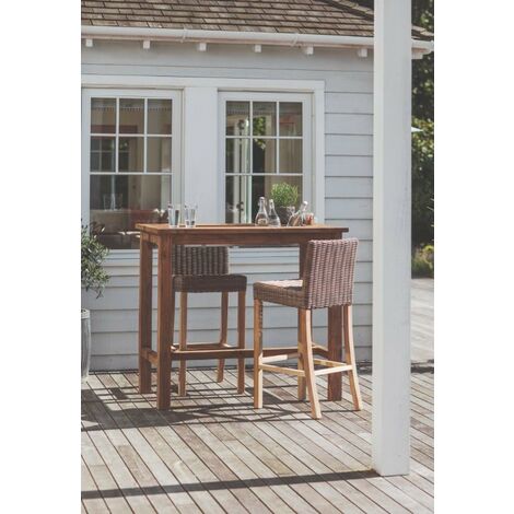 Garden Trading Lymington Outdoors Indoors Bar Stool Chair Seat PE Rattan Teak