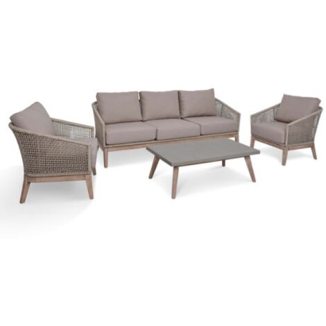 Garden Trading Lynton 3 Seater Sofa & Arm Chairs Seat Coffee Table Set Wooden