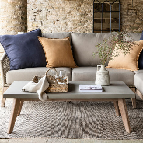 Garden Trading Lynton Wooden Rectangular Coffee Table Grey Indoor Outdoor