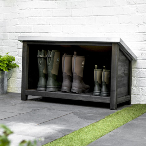 Garden Trading Moreton Wooden Welly Shoe Boot Store Black Spruce
