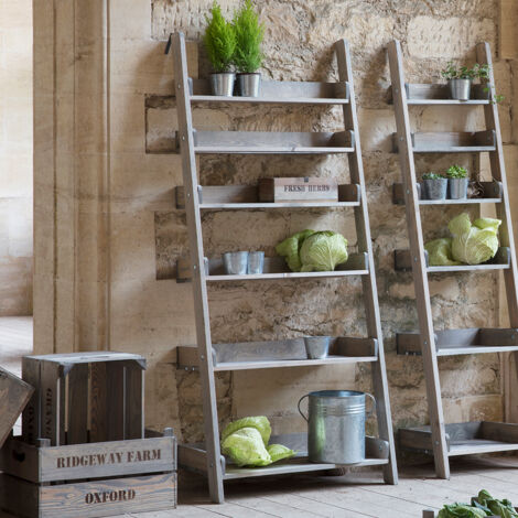 Garden Trading Outdoor Indoor Aldsworth Plant Pot Shelf Ladder Stand Wood Wide