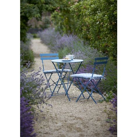 Garden Trading Outdoor Indoor Rive Droite Bistro Set Chairs Lulworth Blue Steel
