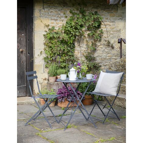 Garden Trading Outdoor Indoor Rive Droite Patio Bistro Set Chairs Carbon Steel