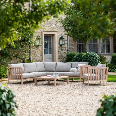 Garden Trading Porthallow Corner Sofa Seat Chair Coffee Table Set Wooden Acacia