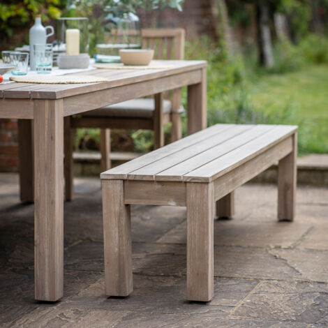 Garden Trading Porthallow Wooden Patio Dining Bench Hallway Seat Natural