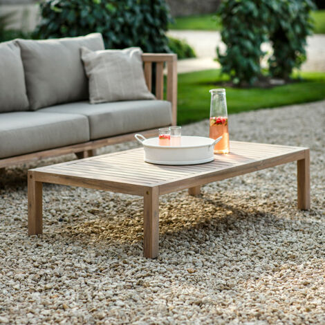 Garden Trading Porthallow Wooden Rectangular Coffee Table Natural Indoor Outdoor
