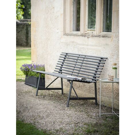 Garden Trading Richmond Bench Seat Chair Park Metal Carbon Grey