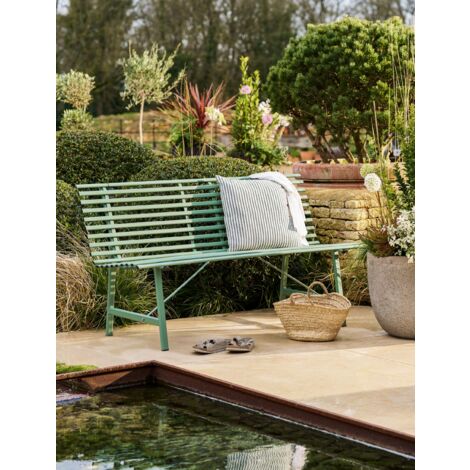 Garden Trading Richmond Outside Garden Park Bench Seat Thistle Green Metal Steel
