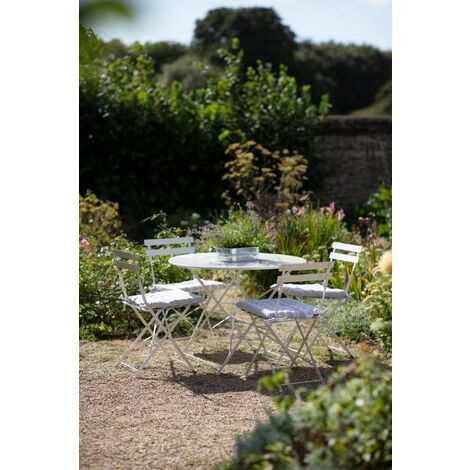 Garden Trading Rive Droite Outdoor Patio 4 Seater Bistro Table Chair Chalk Steel
