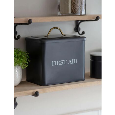 Garden Trading Steel Grey Medicine First Aid Box Tin Bathroom Kitchen