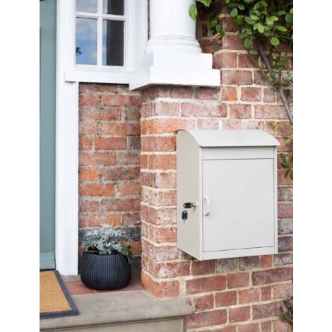 Garden Trading Stowe Parcel Box Post Box Clay Cream Steel Drop Box Lockable
