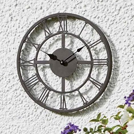 Garden Wall Clock 13.5" Arundel Roman Numerals Open Face Timepiece Weatherproof