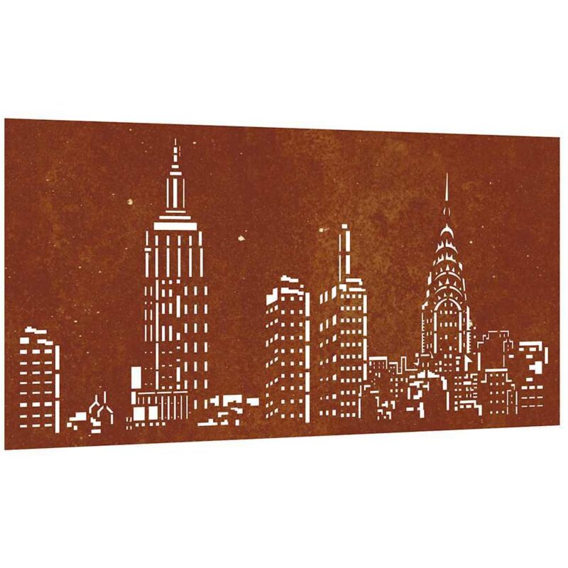 Garden Wall Decoration 105x55 Cm Corten Steel Skyline Design Vidaxl