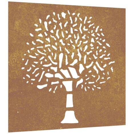 Garden Wall Decoration 55x55 cm Corten Steel Tree Design vidaXL