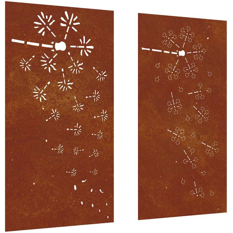Vidaxl - Garden Wall Decorations 2pcs 105x55cm Corten Steel Flower Design
