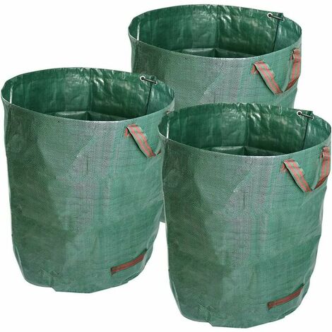 3-Pack 125L Garden Waste Bags Heavy Duty with Handles,Green Leaf
