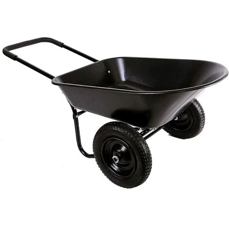 MM_UNVERIFIED_BRAND Garden WHEELBARROW 150kg Heavy Duty 85Ltr Toughened Plastic Tray Yard Equine Barrow 2 Wheels with All Terrain Pneumatic Tyres