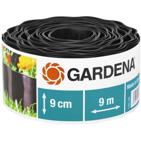 GARDENA 00530-20 Bordure de plate-bande marron Rouleau 9 cm de haut, 9 m de long