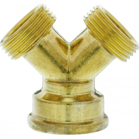 Gardena – Distributeur d'eau 2 voies 715520 – Raccord laiton 24,2 mm (3/4') filet int. – 26,44 mm (3/4') filet ext. – Compatible tuyaux 19 mm et 13 mm - Q019851