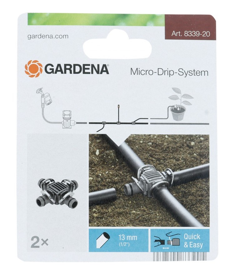 Gardena - Dérivation en croix Micro-Drip-System Noir/Orange 35 x 20 x 19 cm 08339-20