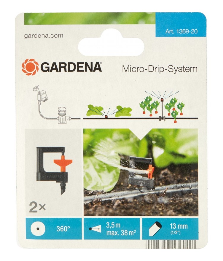 Gardena - Asperseur rotatif Micro-Drip-System Noir/Orange 35 x 20 x 19 cm - 360 Degré - 2 pièces
