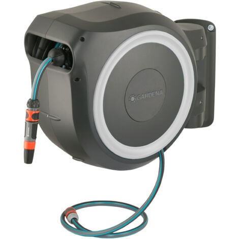GARDENA Avvolgitubo da parete automatico RollUp L (bianco): tubo 30 m incluso (18627-20)